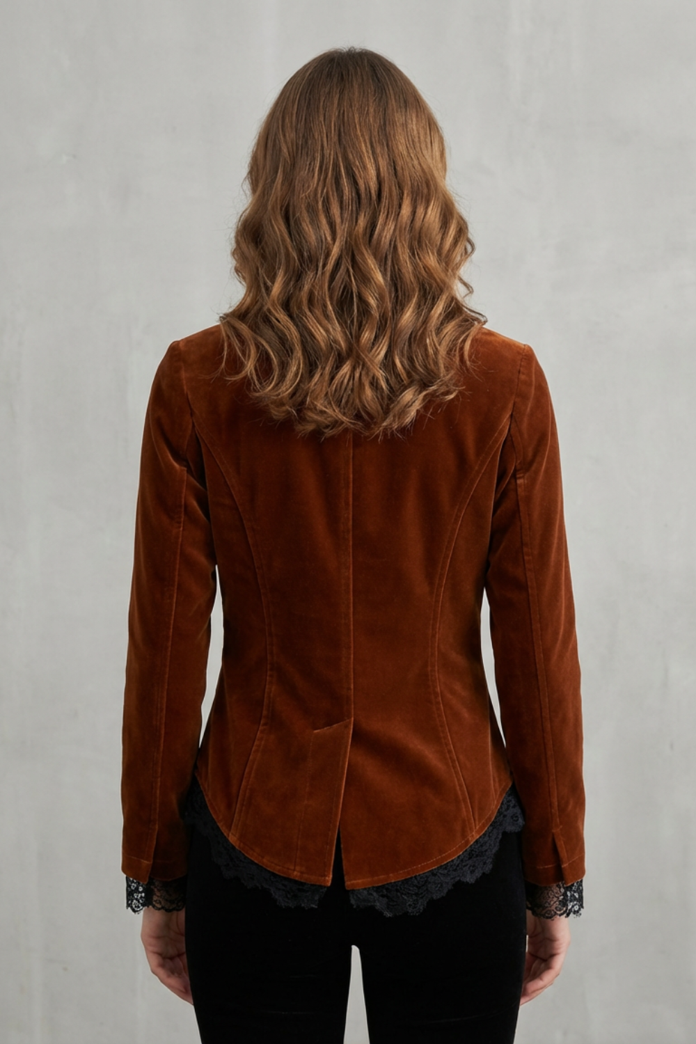 Women's Tailored Lace Accent Velvet Blazer