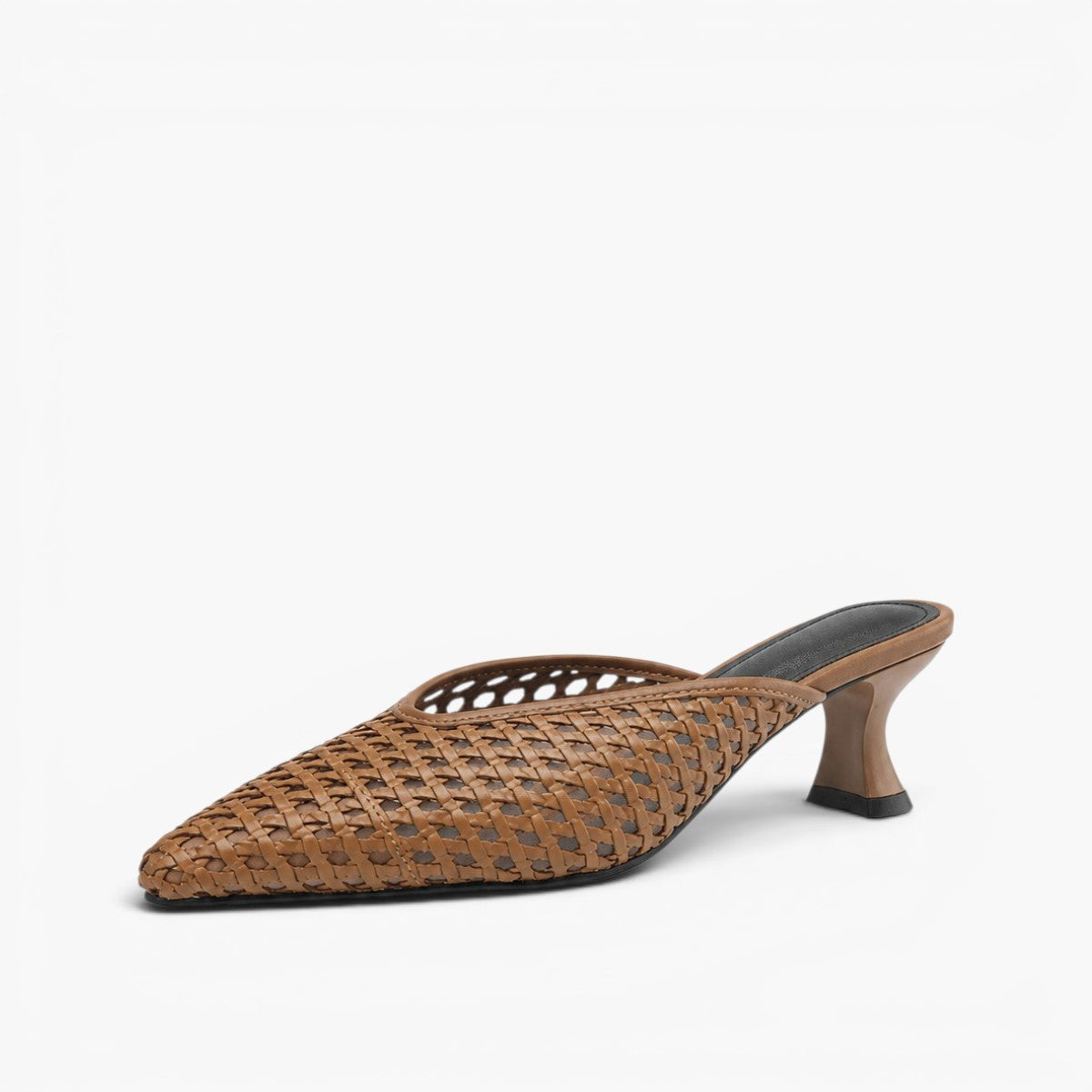 Women's Woven Leather Heel Mules