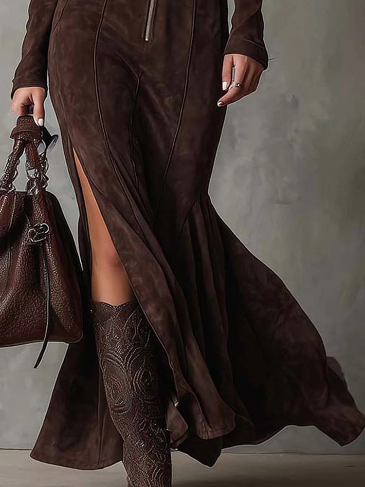 Ivora™ | Vintage Belted Maxi Dress