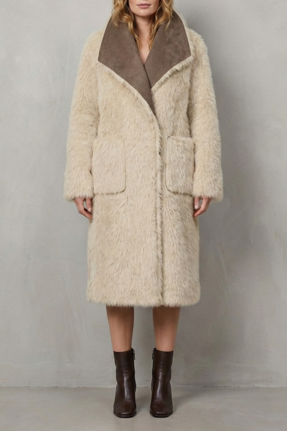 Women's Reversible Texture Faux Shearling Coat