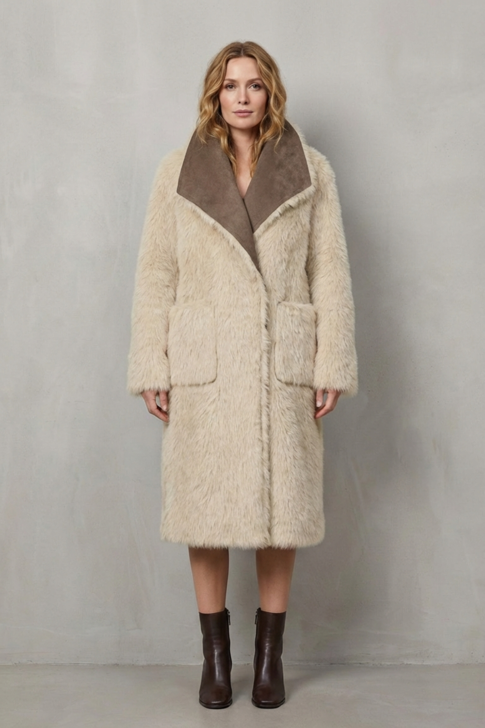 Women's Reversible Texture Faux Shearling Coat