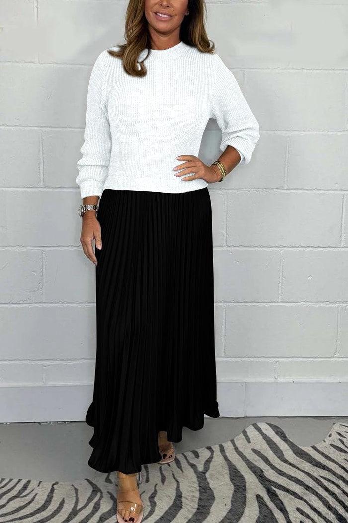 Iveline™ | Maxi Dress with Sweater Top and Pleated Skirt