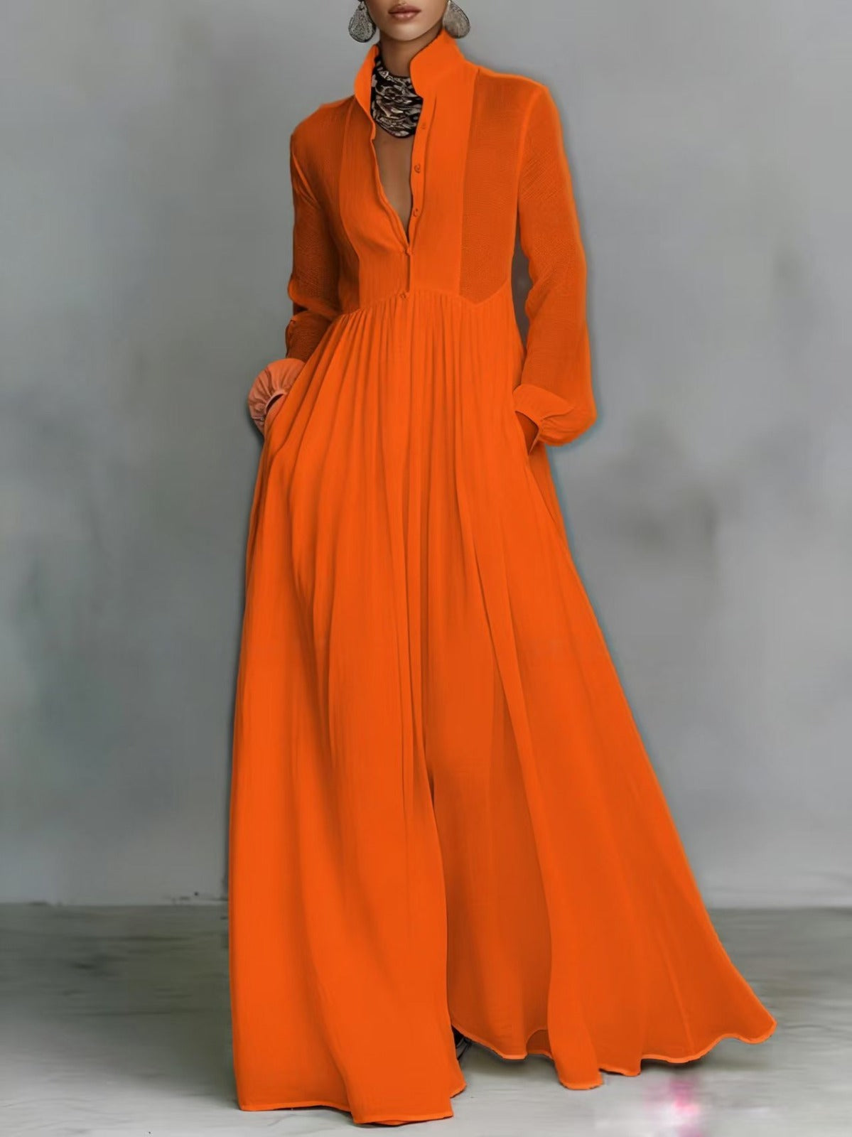 Dianelle™ | Flowing Button-Front Maxi Dress