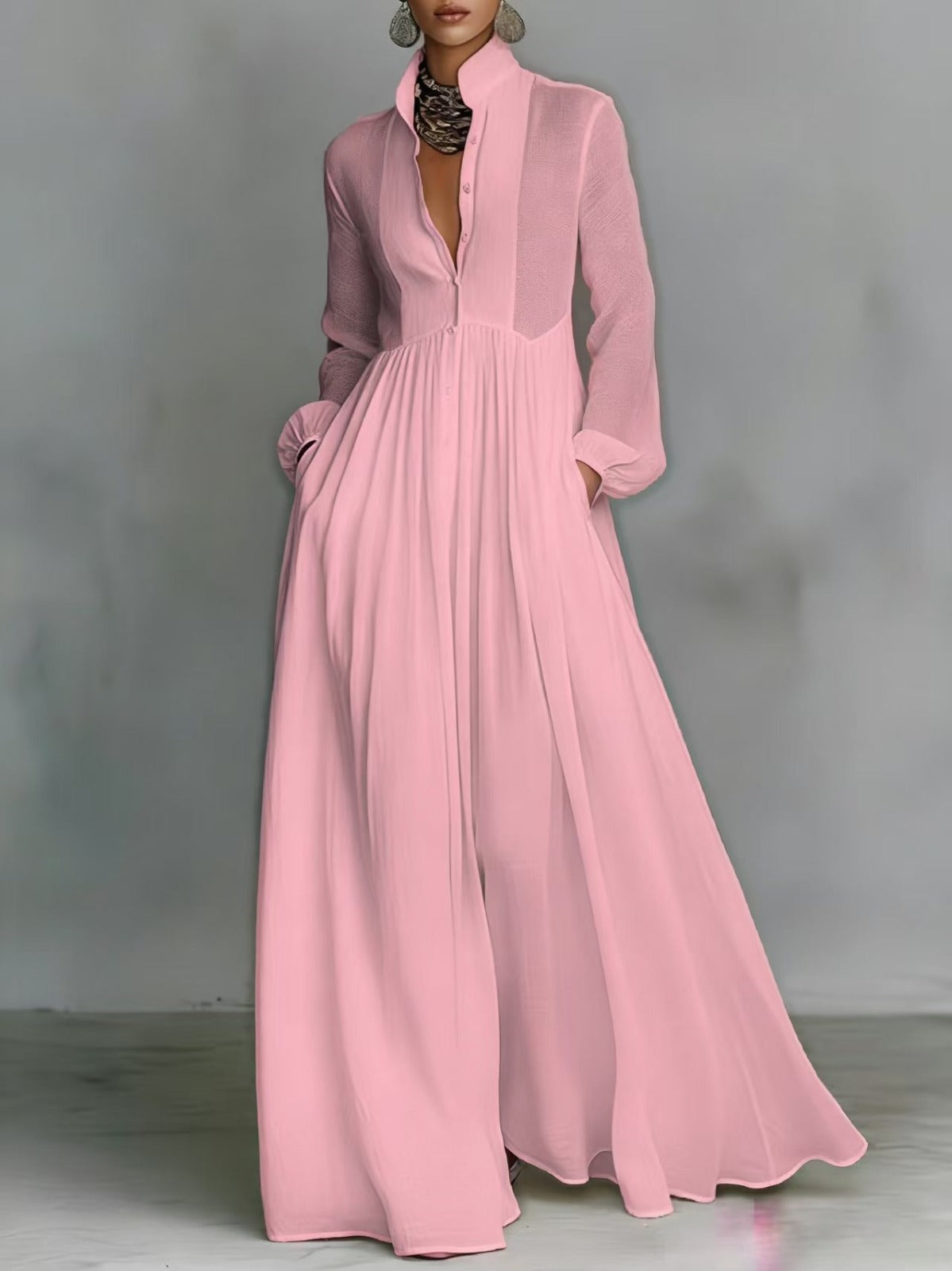 Dianelle™ | Flowing Button-Front Maxi Dress