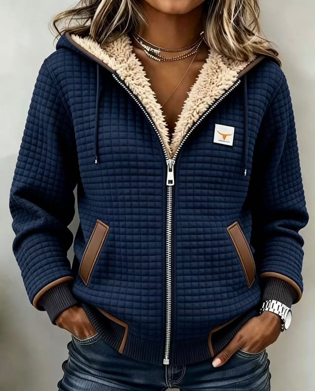 Bella | Sherpa-Lined Quilted Zip-Up Hooded Jacket
