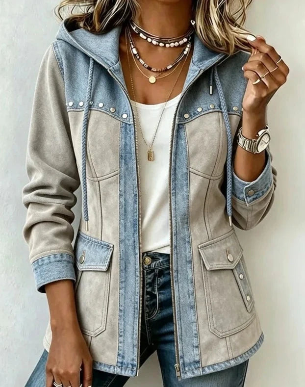 Camille | Patchwork-Style Hooded Jacket