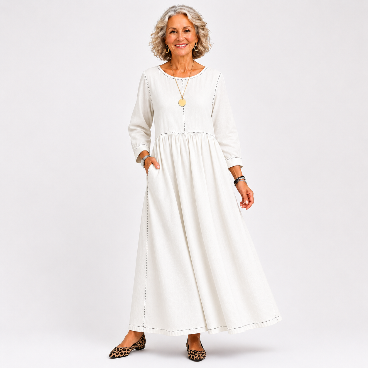 Dorothea™ | Elegant Round Neck Long Sleeve Dress