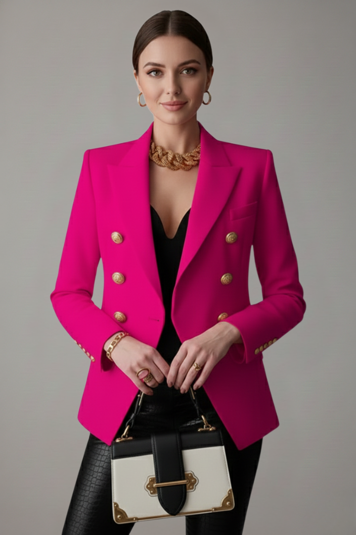 Women’s Double-Breasted Blazer with Gold-Tone Button Details