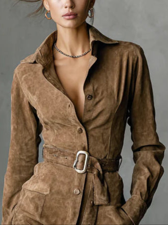 Elowyn™ | Shirt Dress in Casual Belted Midi Style