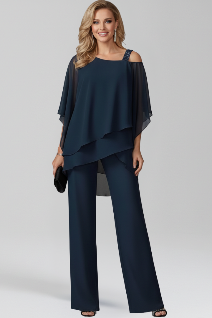 Women’s Cold-Shoulder Flowing Wide-Leg Jumpsuit