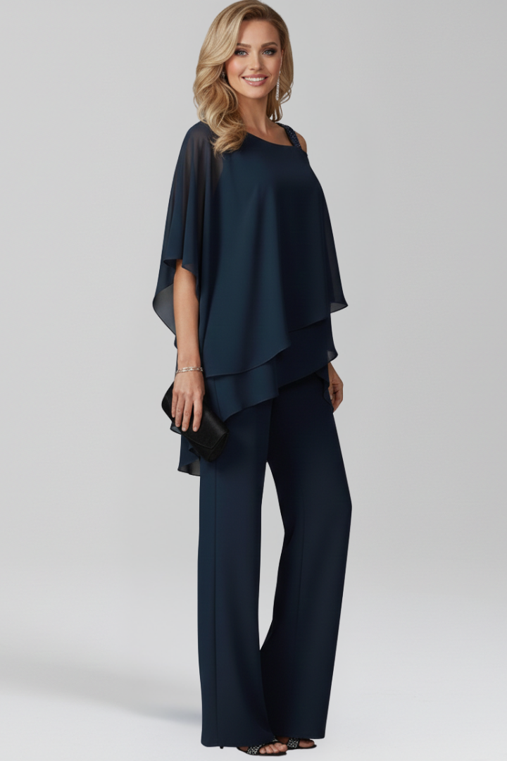 Women’s Cold-Shoulder Flowing Wide-Leg Jumpsuit