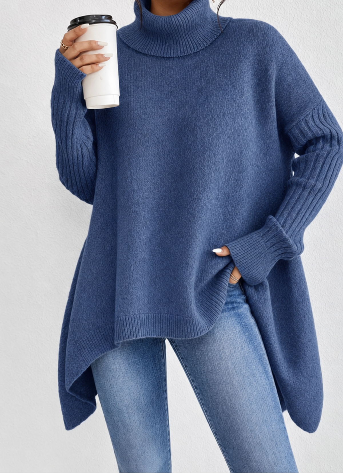 Oversized Turtleneck Knit Sweater
