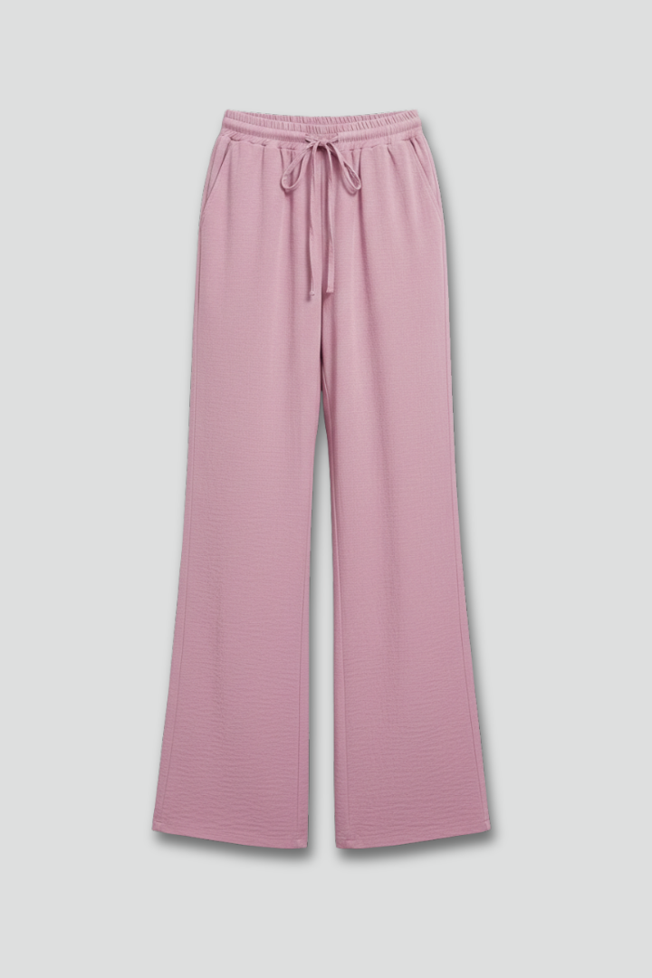 Women’s Casual Palazzo Trousers with Drawstring Waist and Side Pockets
