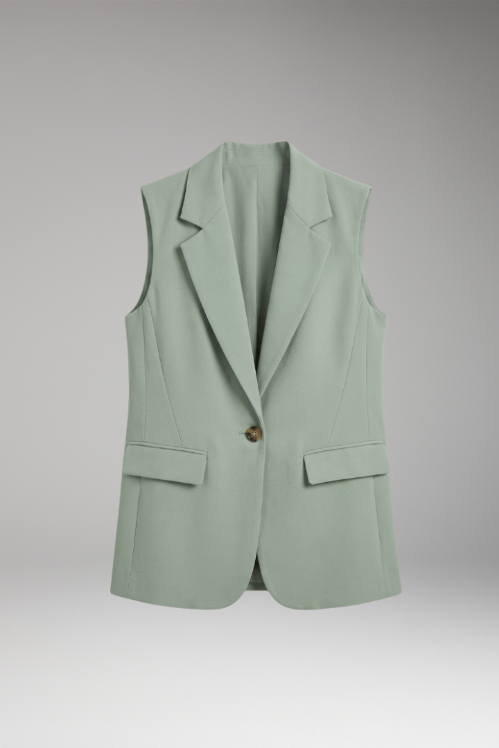 Blanchford™ | Sleeveless Blazer Vest with Notch Collar and Flap Pockets