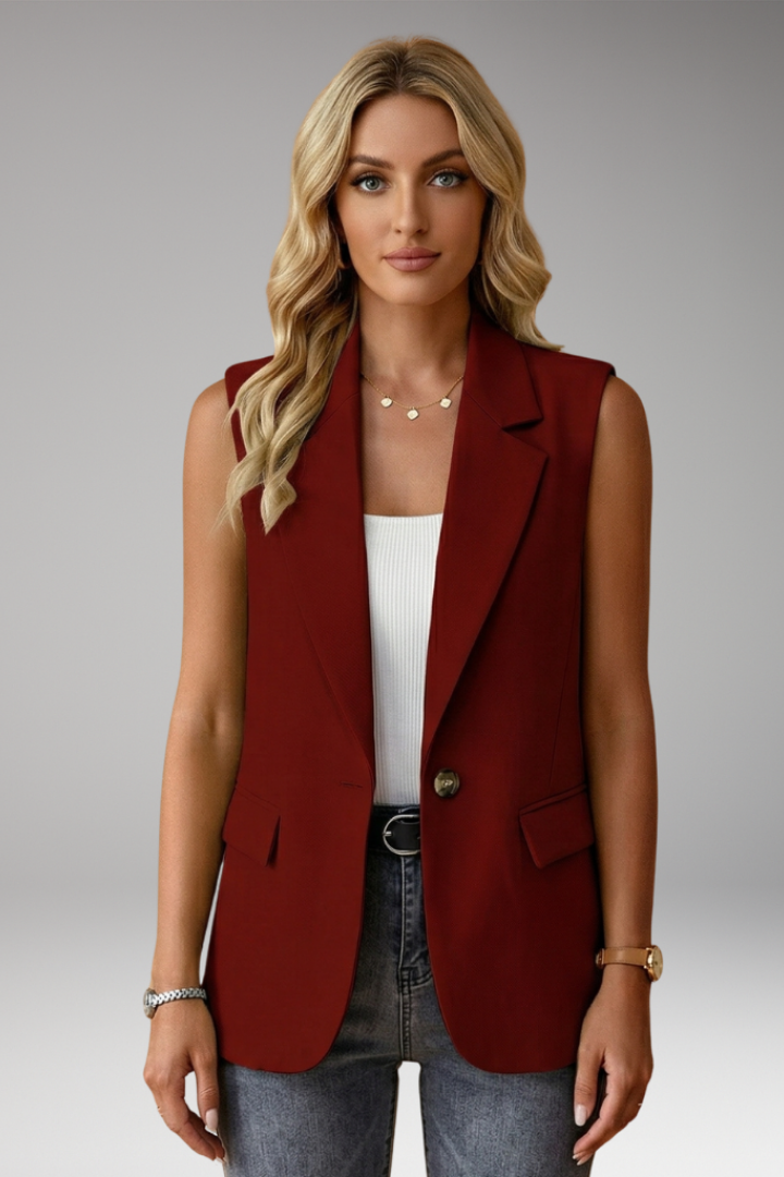 Blanchford™ | Sleeveless Blazer Vest with Notch Collar and Flap Pockets