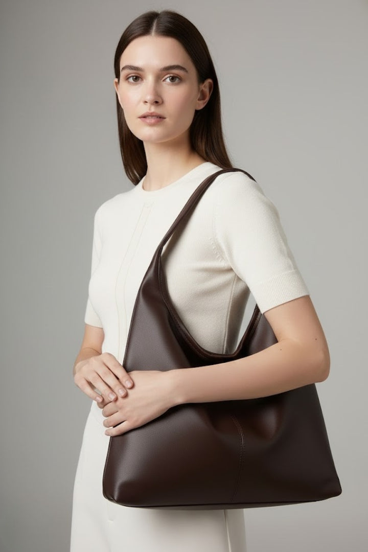 Women’s Classic Tote Bag with Faux Outer and Large Inner Pocket