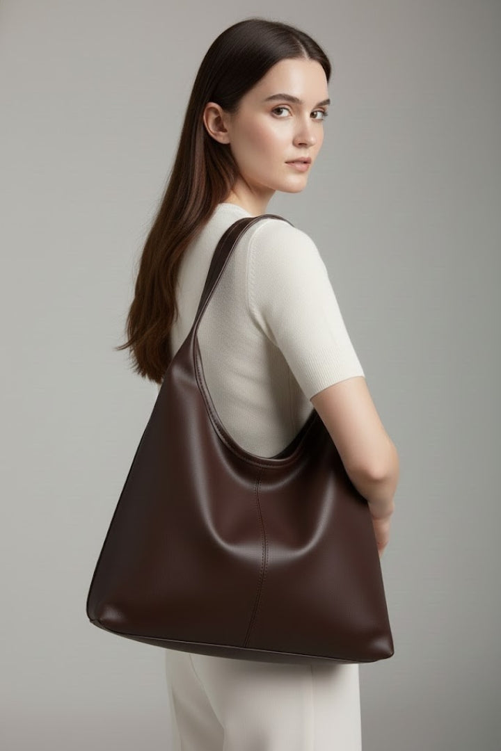 Women’s Classic Tote Bag with Faux Outer and Large Inner Pocket