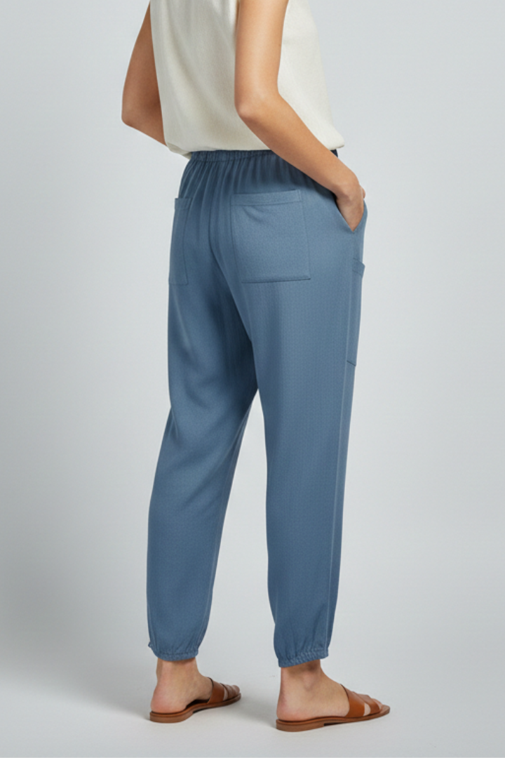 Women’s Trousers with Drawstring Waist and Button Hem