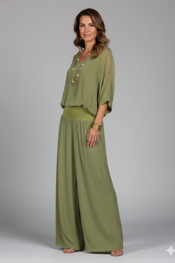 Women’s Chiffon Two-Piece Wide-Leg Set