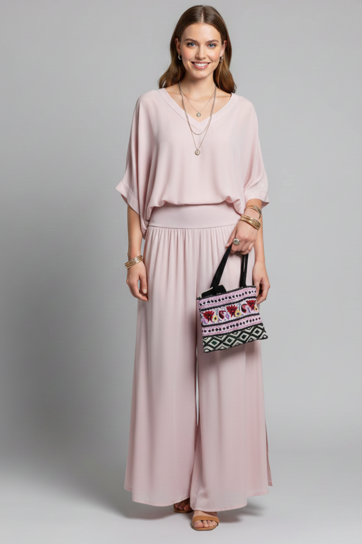 Women’s Chiffon Two-Piece Wide-Leg Set