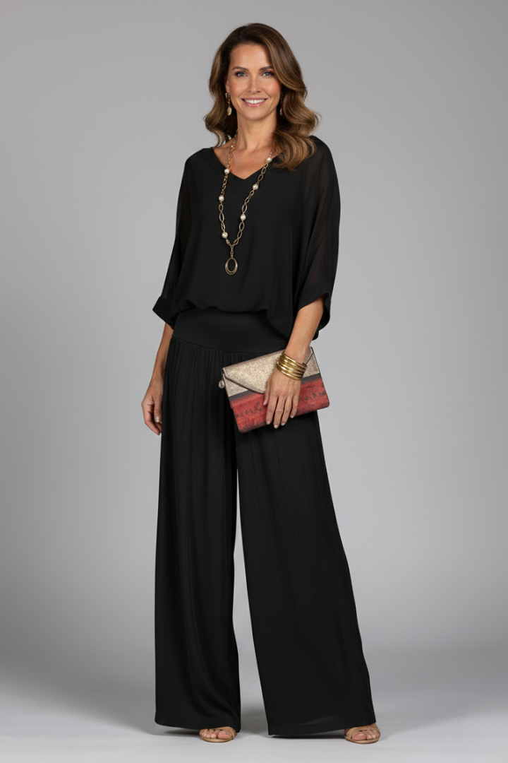 Women’s Chiffon Two-Piece Wide-Leg Set