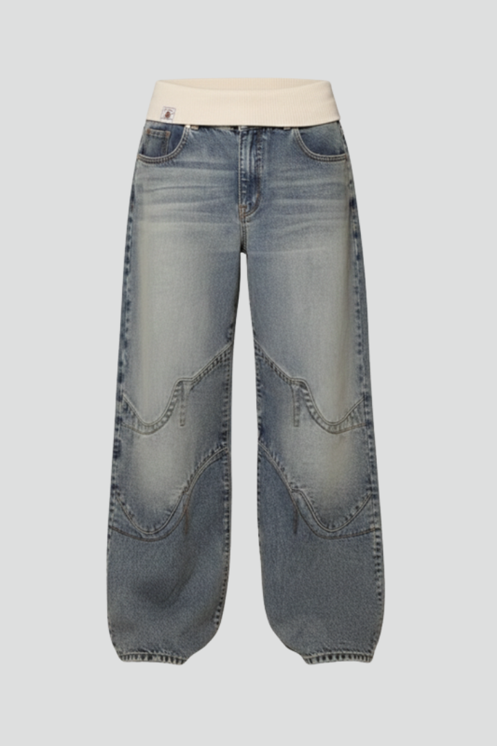 Women’s Casual Baggy Wide-Leg Denim Trousers