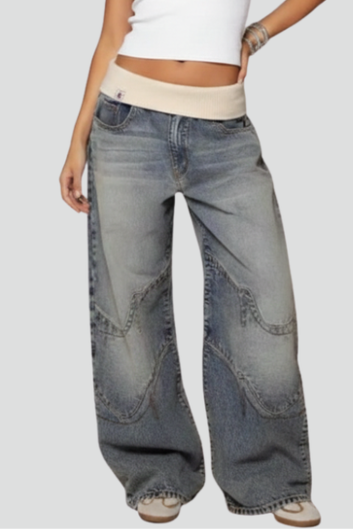 Women’s Casual Baggy Wide-Leg Denim Trousers