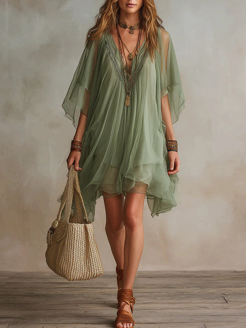 Wren™ | V-Neck Layered Flowy Mini Dress