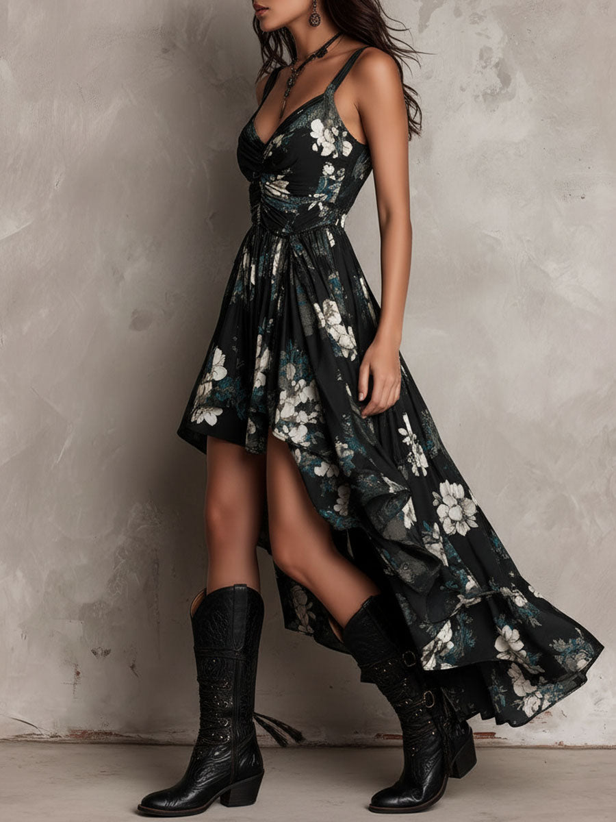 Beatrix™ | Bohemian Floral Print Irregular High-Low Maxi Dress