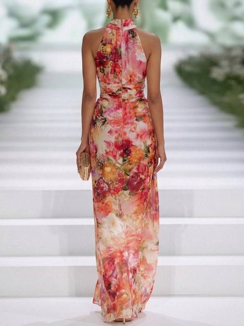 Marisol™ | Floral Print Halter Maxi Dress