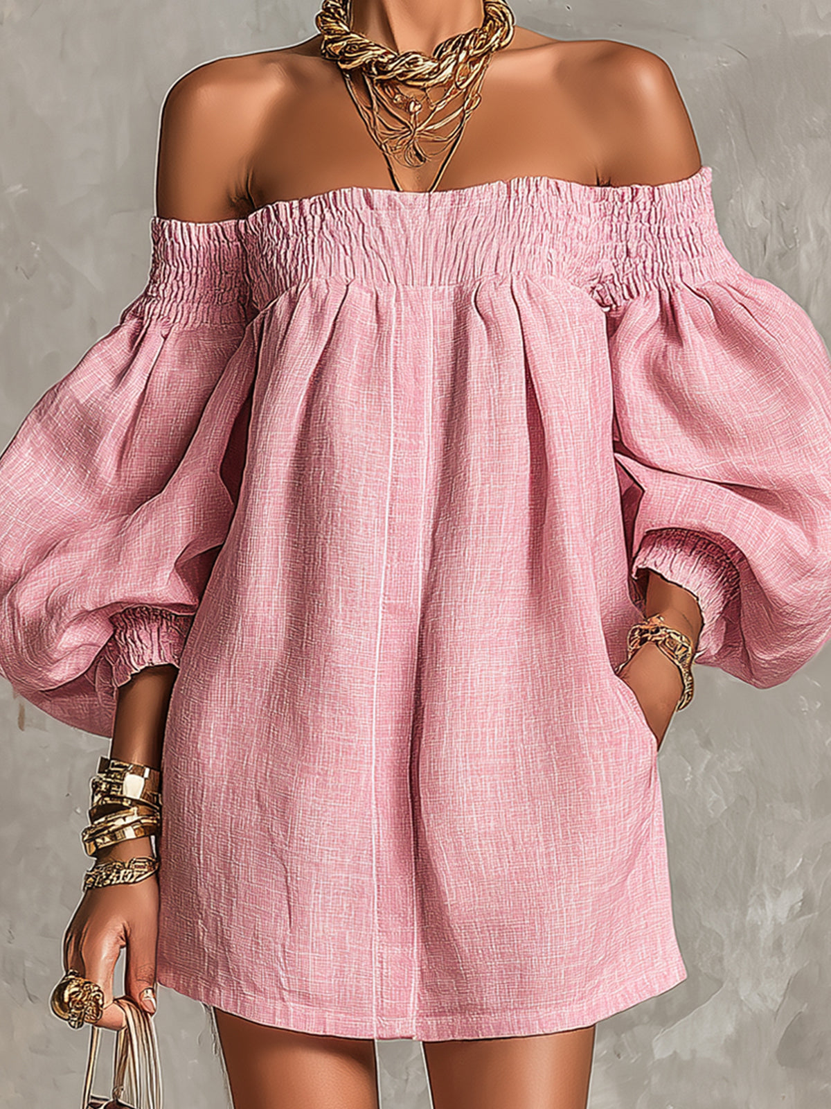 Sylvara™ | Off-Shoulder Puff Sleeve Mini Dress