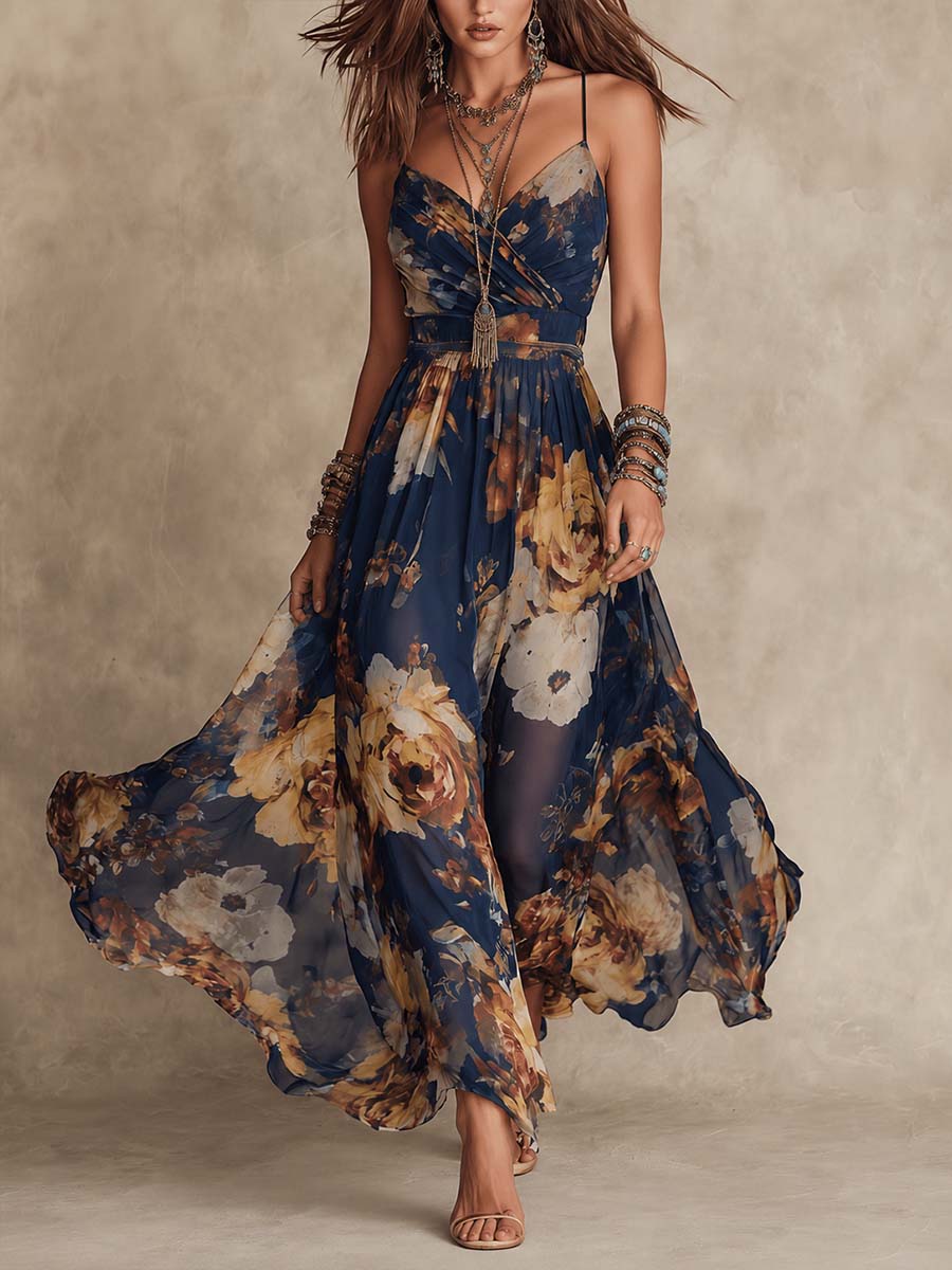 Ilaria™ | Painterly Floral Maxi Dress