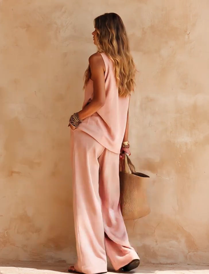 Bianca™ | One-Shoulder Sleeveless Top & Wide-Leg Pants Set