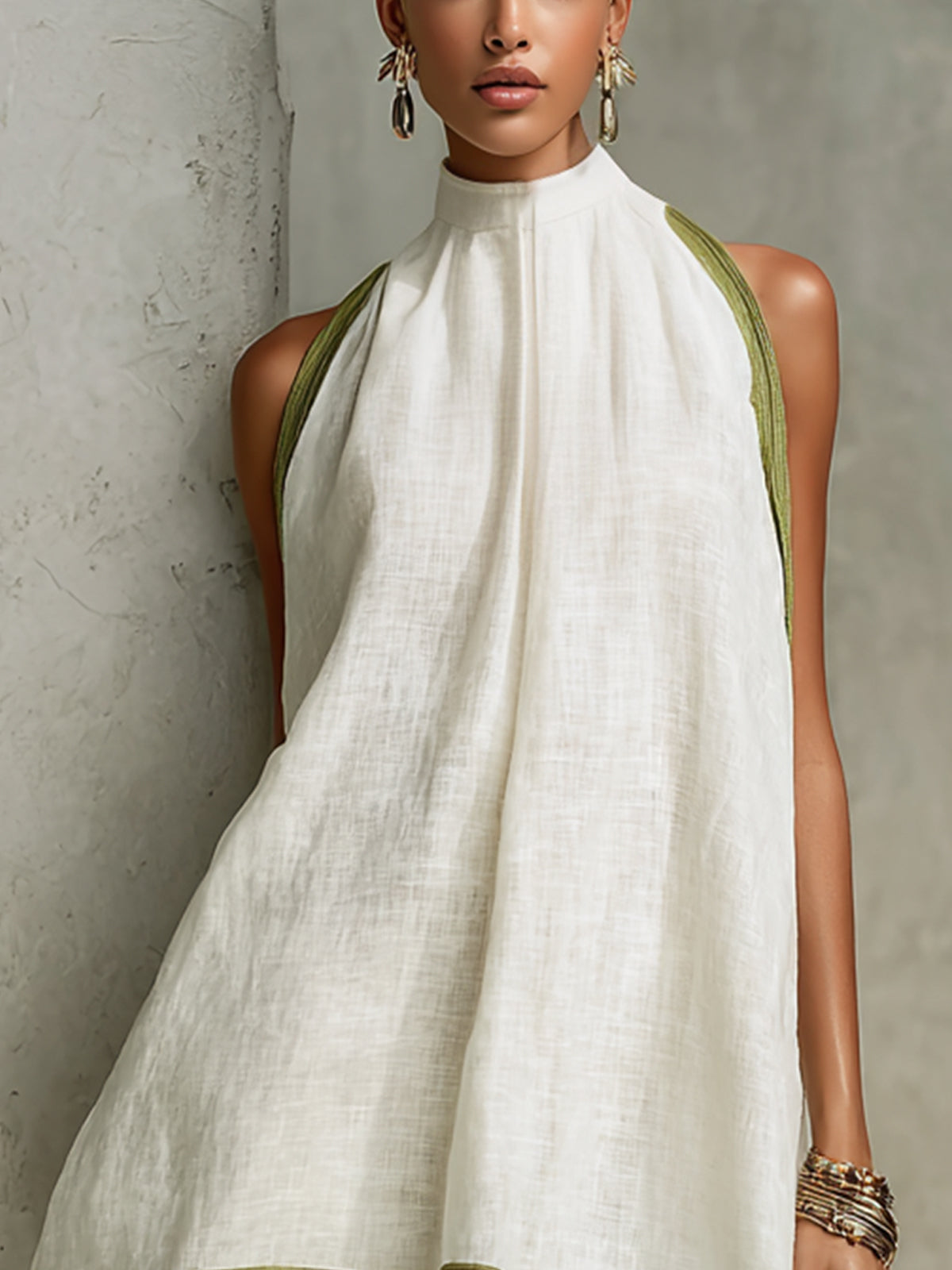 Sabrina™ | Floral Border Sleeveless Mini Trapeze Dress
