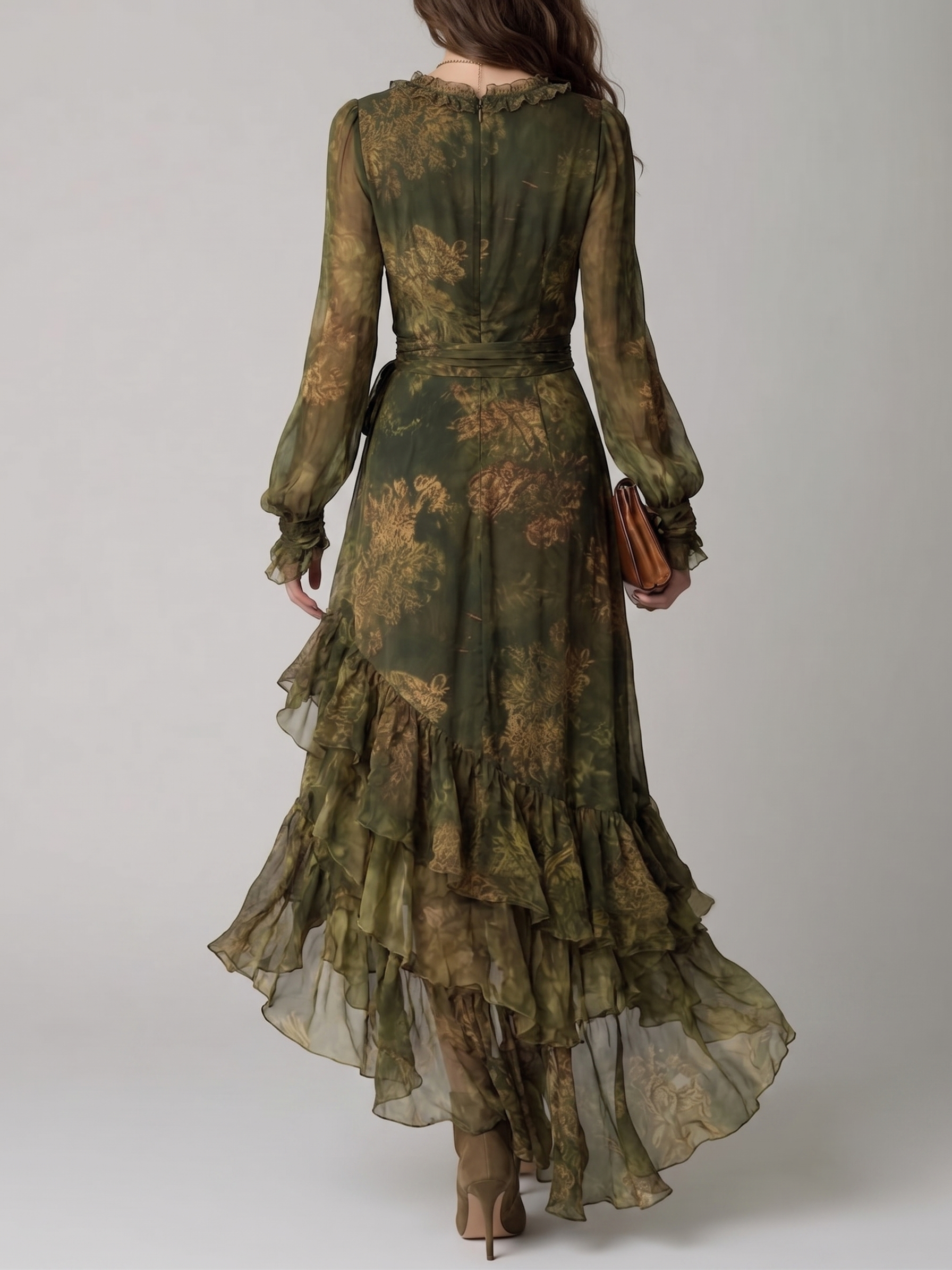 Tatiana™ | Floral Print Irregular Layered Ruffle Maxi Dress
