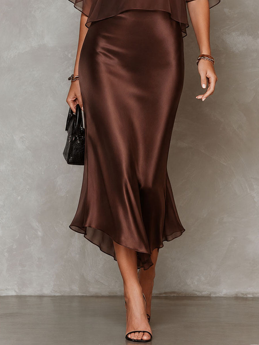 Kivara™ | Cape Overlay Midi Dress Two-Piece Set
