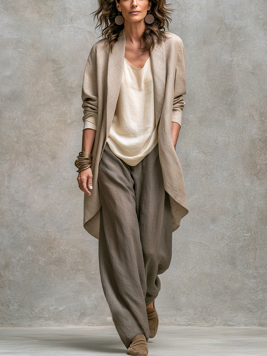 Grainne™ | Casual Layered Three-Piece Wide-Leg Pants Suit