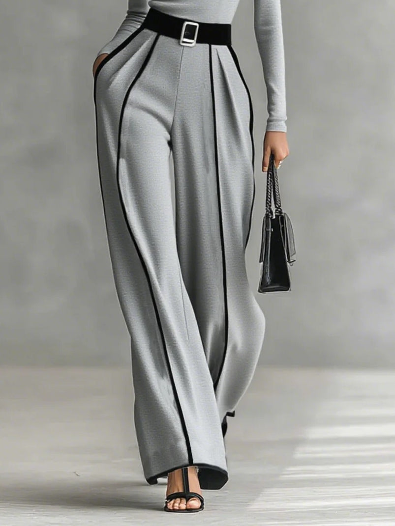 Delvina™ | Wide Leg Jumpsuit with Contrast Piping and Belt