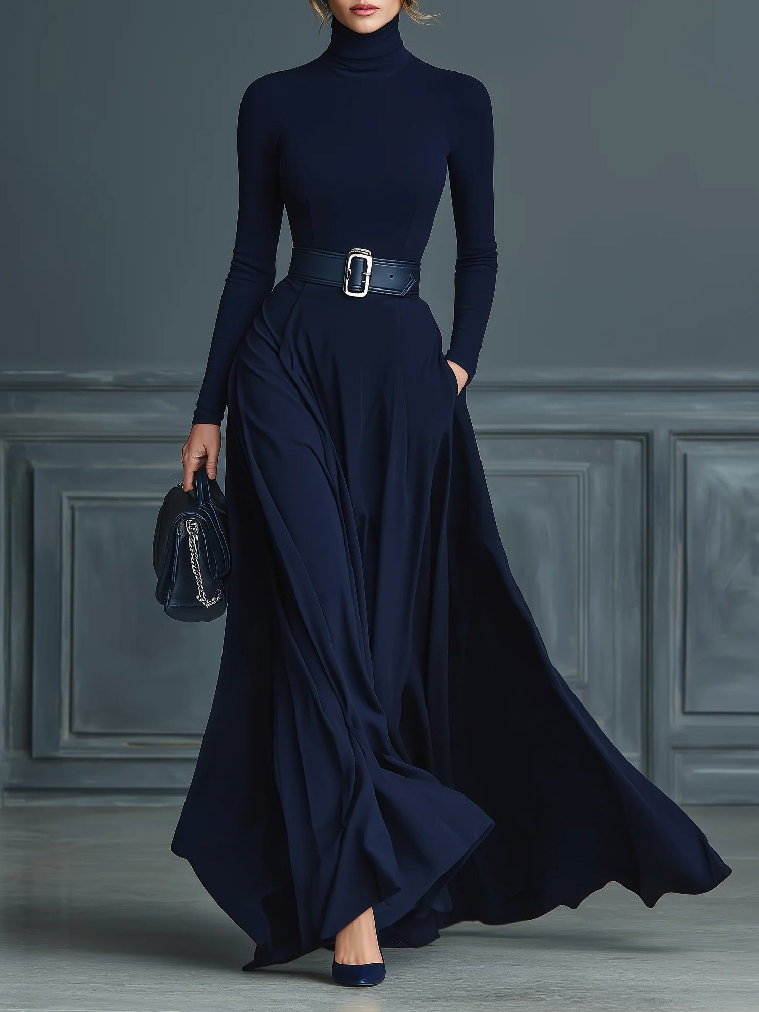 Gerika™ Knit Turtleneck Dress