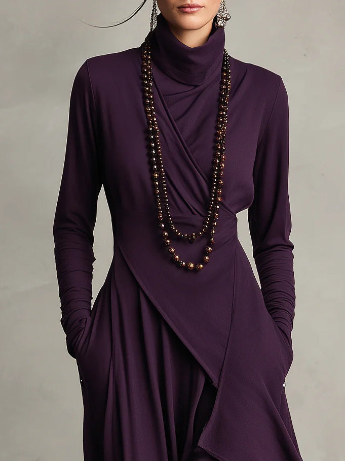 Ivelaine™ | Asymmetrical High-Neck Maxi Dress