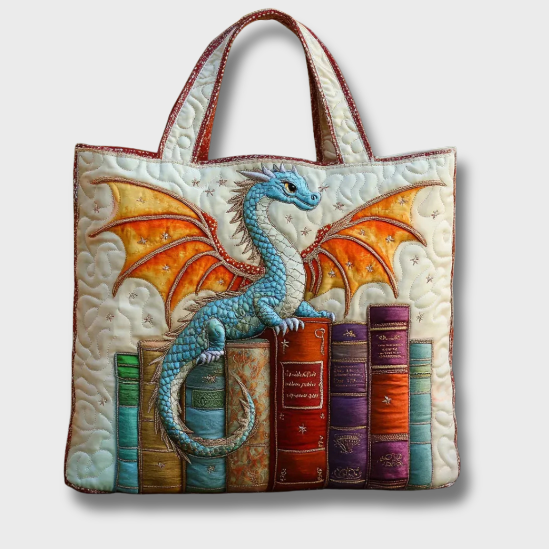 Nyrelle™ | Quilted Dragon Book Tote Bag