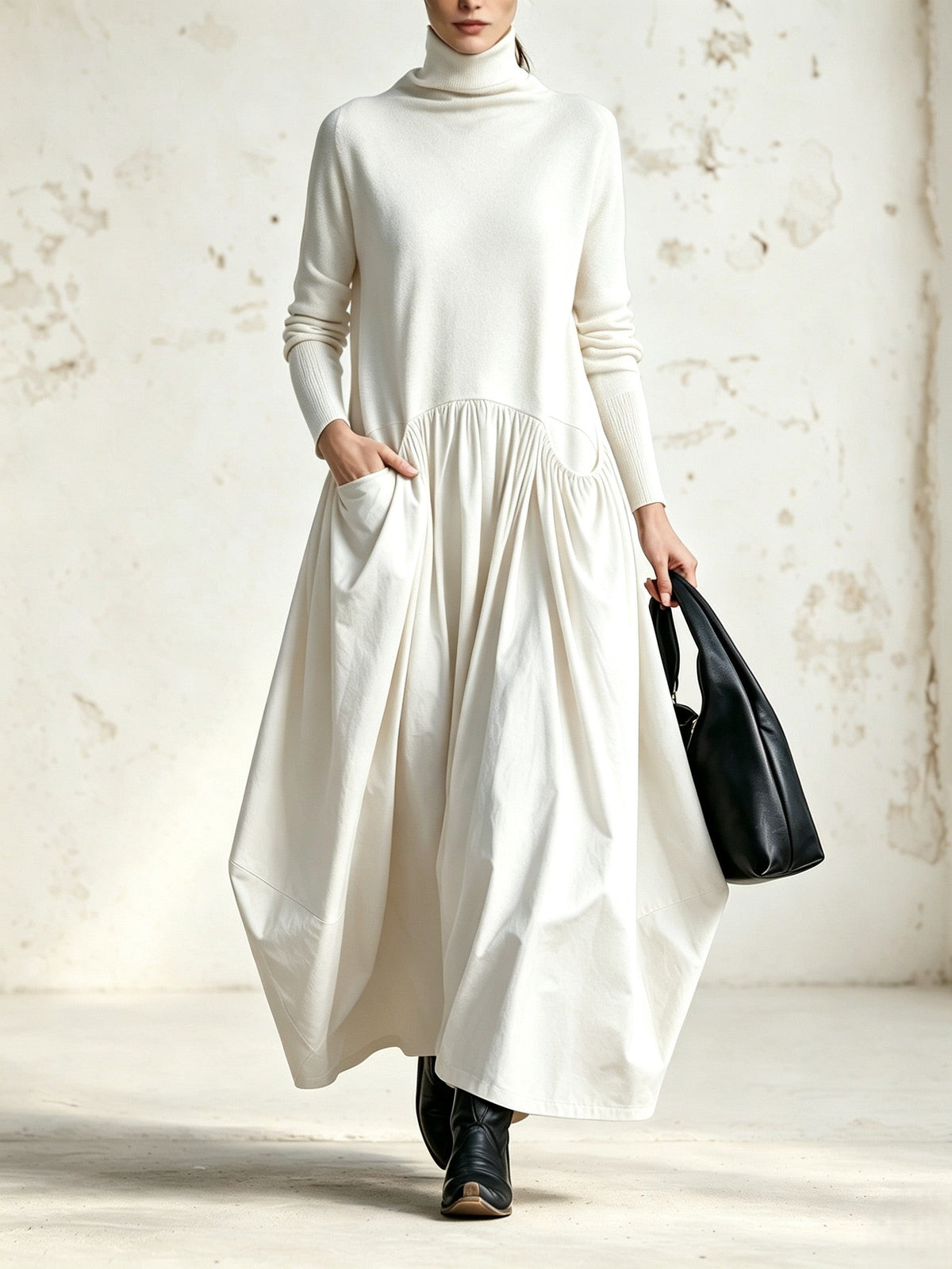 Nanette™ | High Neck Pocket Detail Oversized Maxi Dress