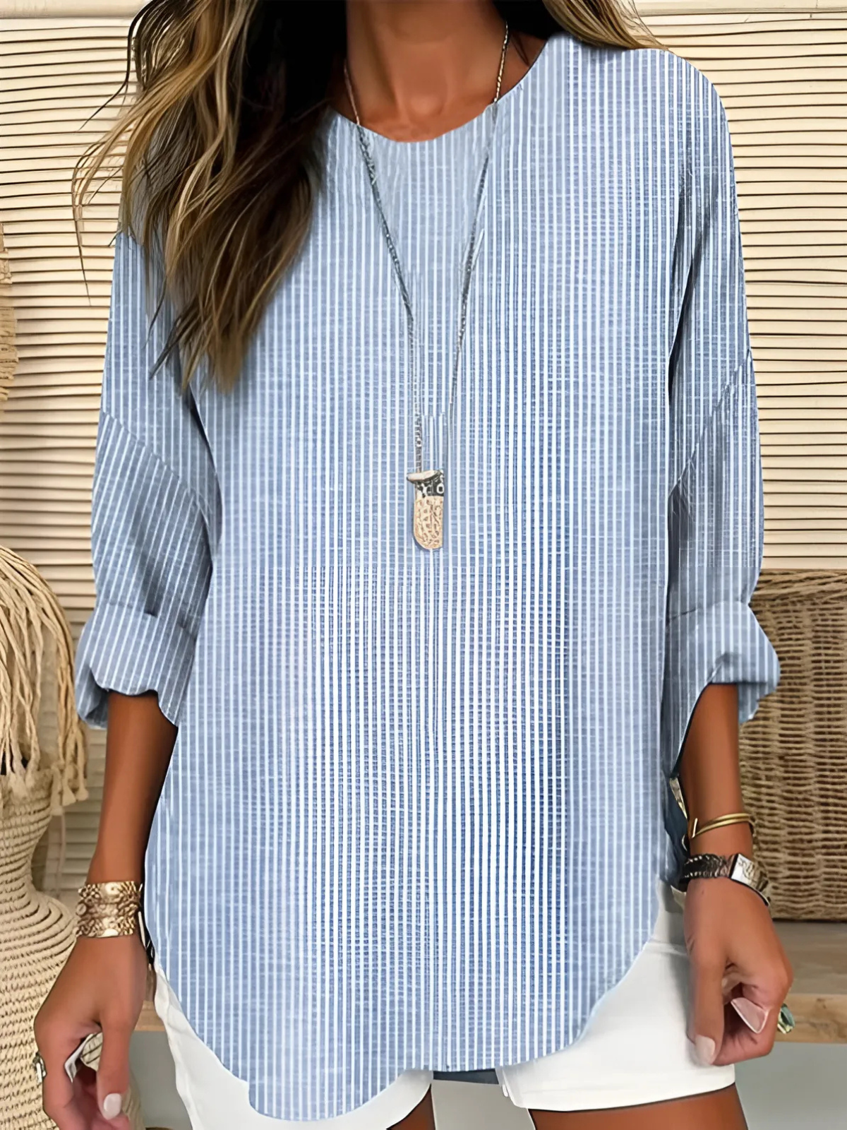 Renata™ | Striped Long Sleeve Blouse