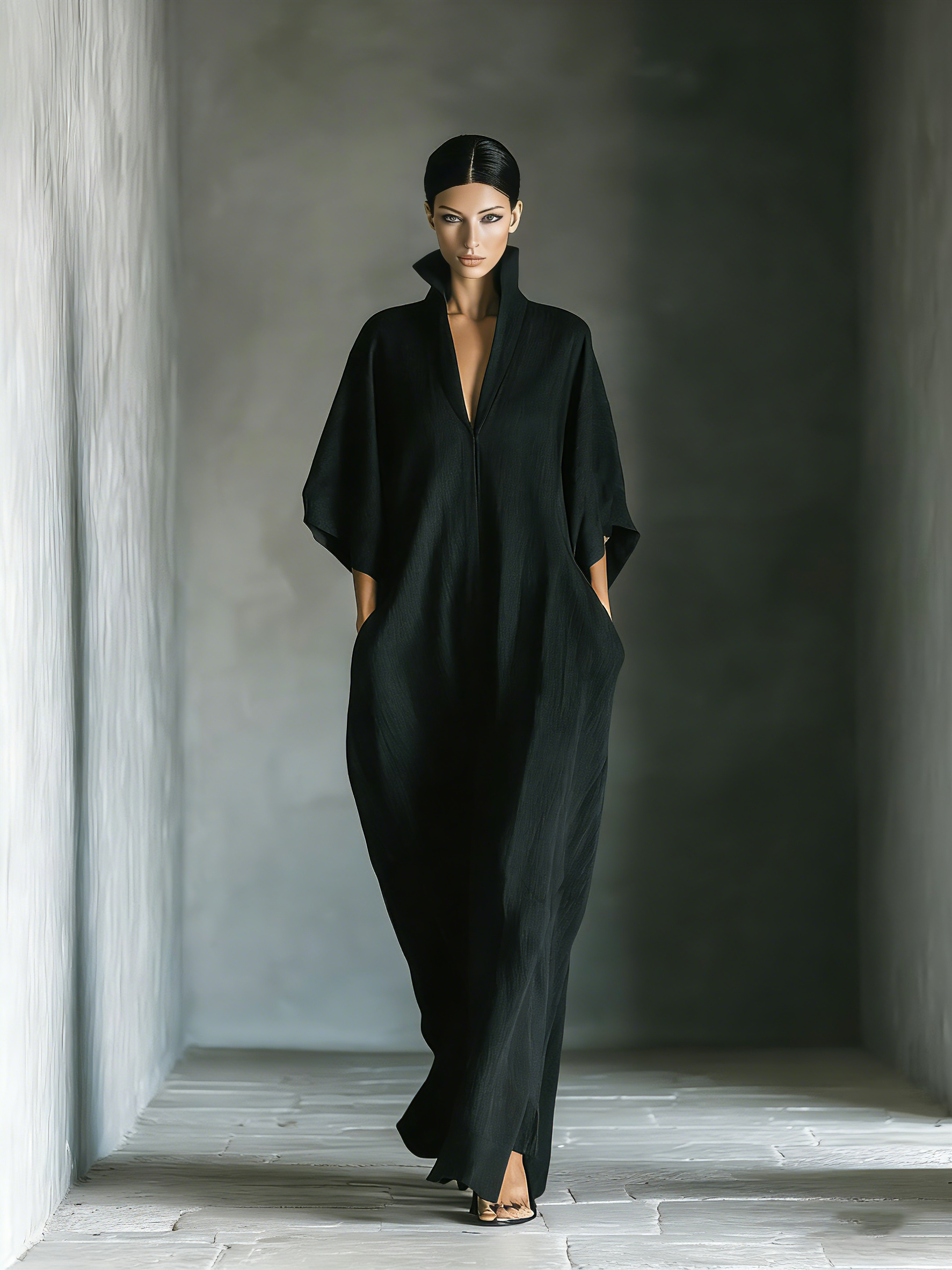 Cyrène™ | Maxi dress with kimono sleeves and V-neck