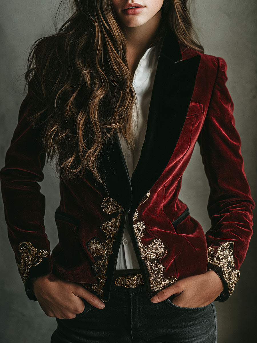 Kestienne™ | Gold Embroidered Blazer
