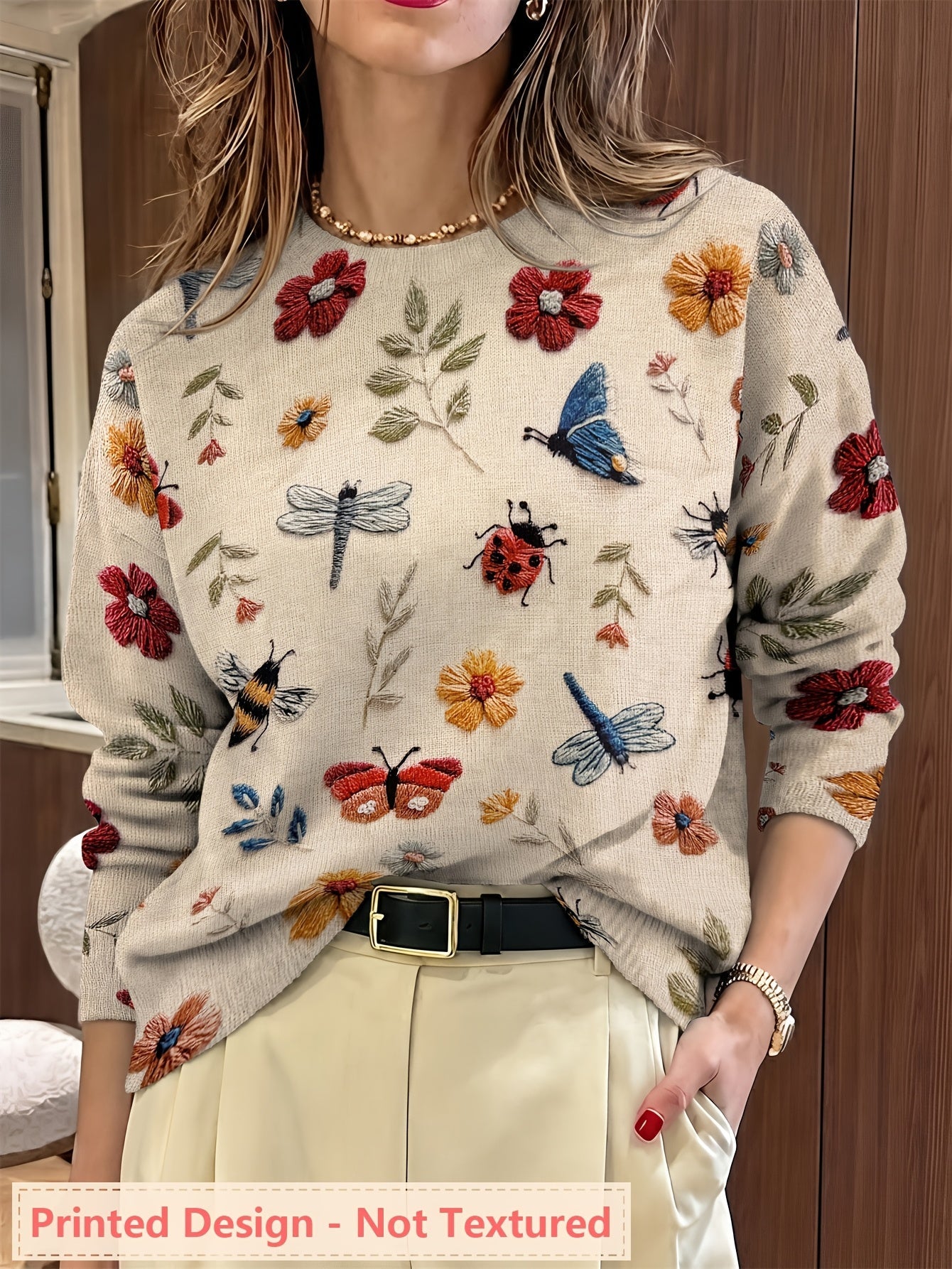 Esmé™ | Botanical Print Crewneck Sweater