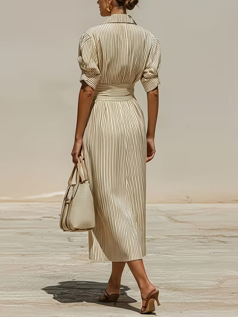 Bianca™ | Elegant Striped Shirt Dress