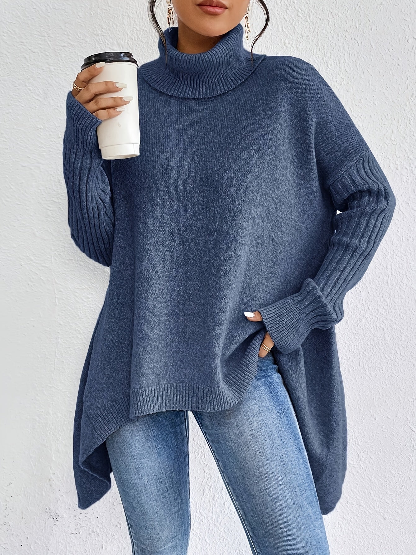 Anouk™ | High Neck Asymmetric Sweater