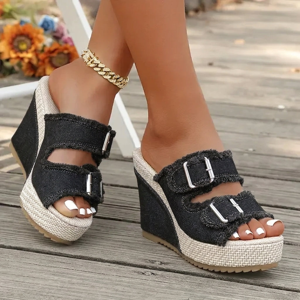 Damaris™ | Fray Edge Wedge Sandals