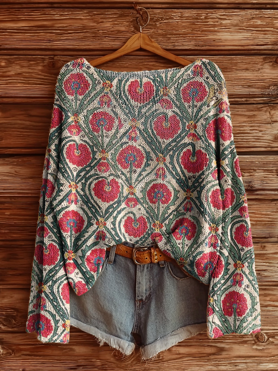 Amaryllis™ | Vintage Floral Print Sweater